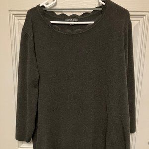 WOMEN'S CABLE & GAUGE SIZE 2X BLACK KNIT SWEATER WITH 3/4 LENGTH SLEEVES
